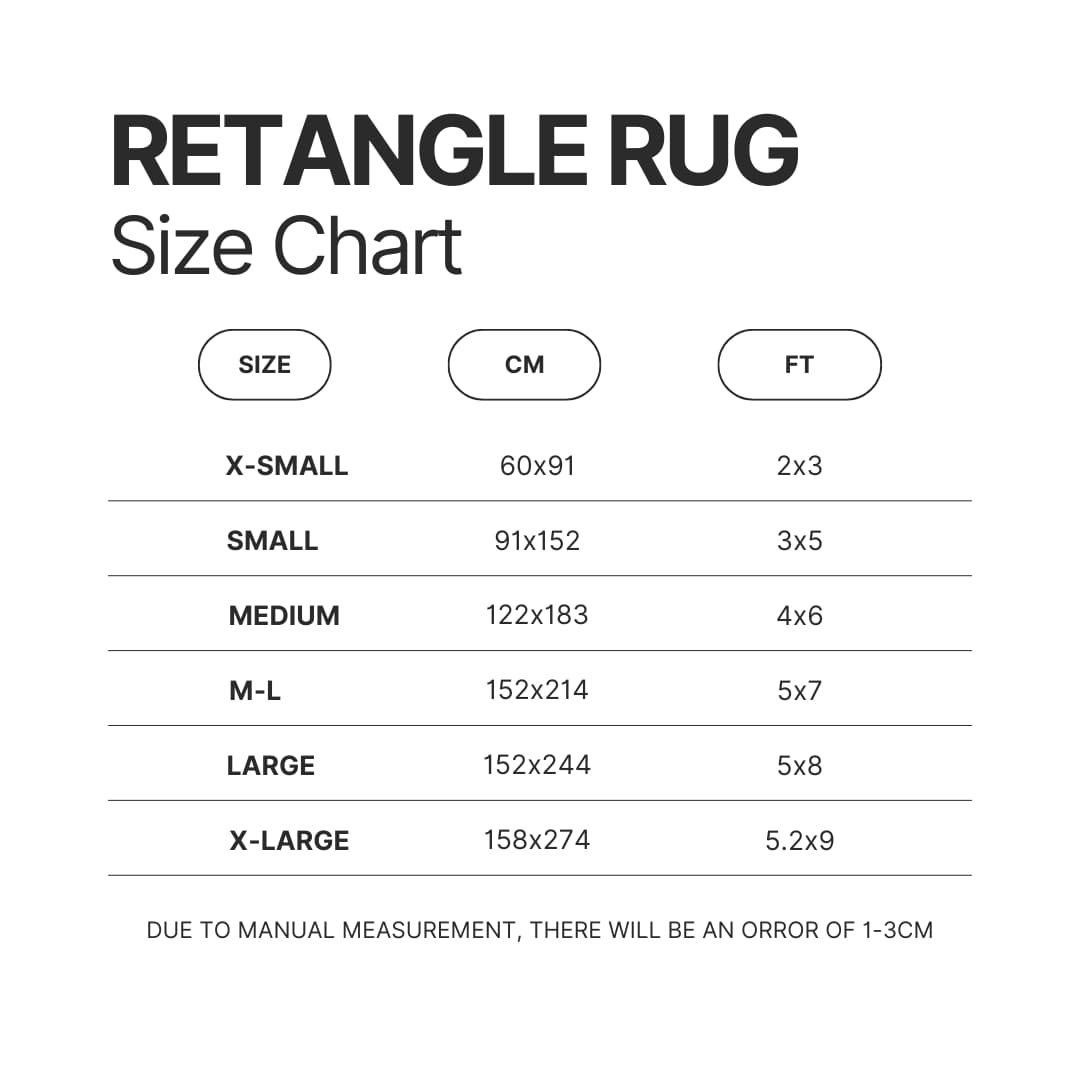 Retangle Rug Size Chart - Baldurs Gate 3 Merch