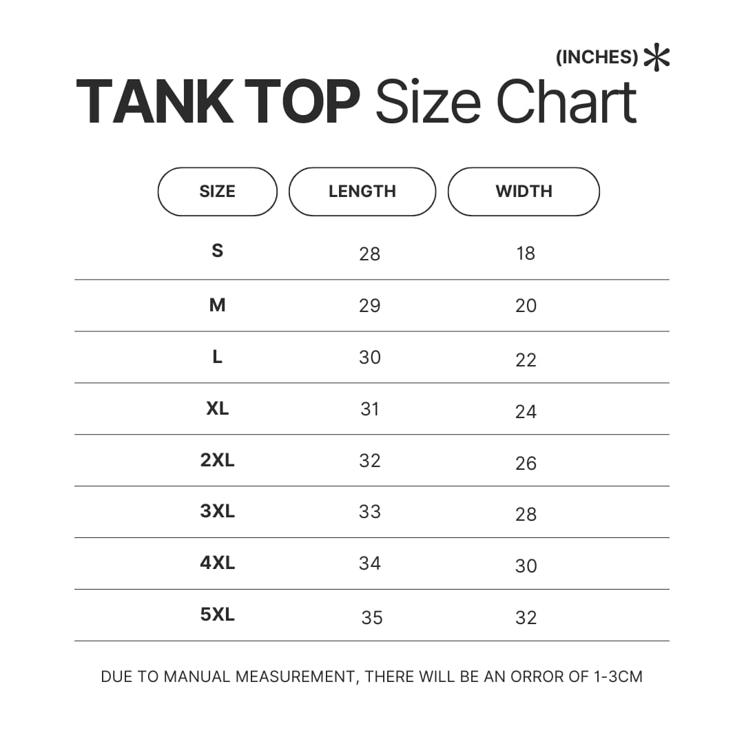 Tank Top Size Chart - Baldurs Gate 3 Merch