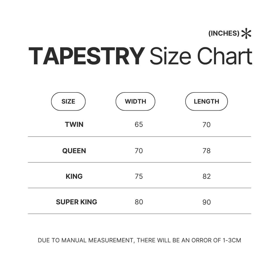 Tapestry Size Chart - Baldurs Gate 3 Merch